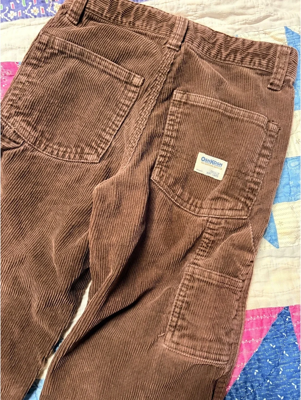 Vintage OshKosh B'gosh Brown Corduroy Pants Toddler Boys Size 5 Adjustable Waist